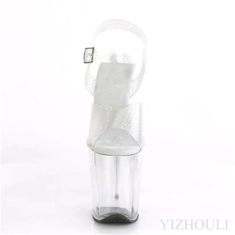 Banquet 20 cm sexy through crystal waterproof platform, nightclub transparent design vamp/pole dancing model sandals