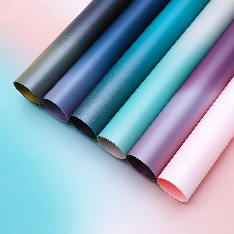 5PCS Gradient Waterproof Flower Wrapping Paper Scrapbook Decorate Paper Birthday Gift Packaging Tissue Paper Florist Supplies