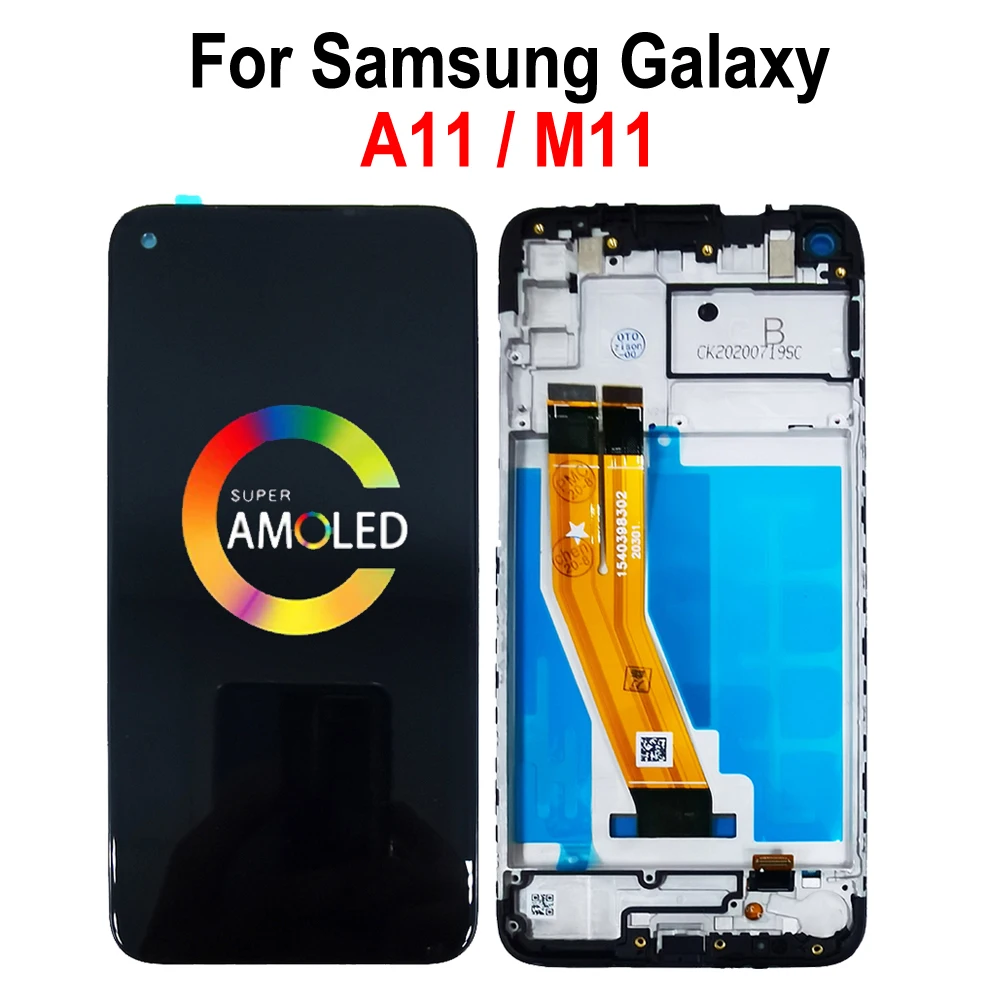 Super AMOLED LCD For Samsung Galaxy A11 LCD A115 SM-A115F/DS A115M Display M11 M115F Screen Touch Digitizer Assembly With Frame