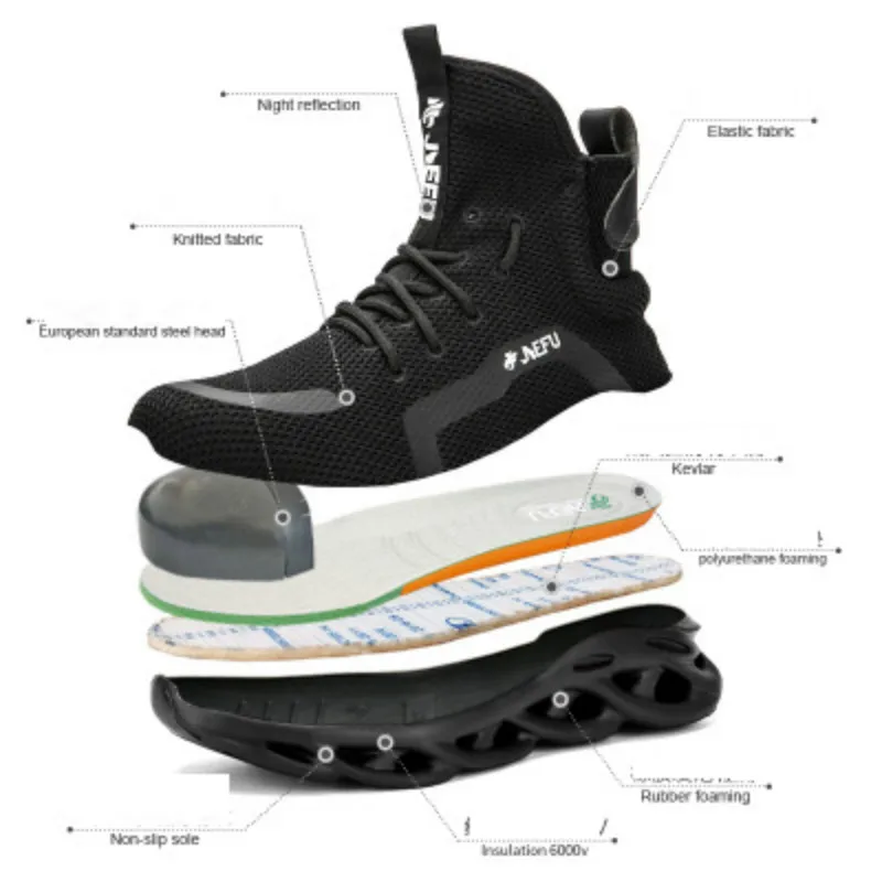 Herren Winter Sicherheitsstiefel sind leicht und bequem Stahlkappe Anti-Piercing Industrielle Outdoor-Arbeitsschuhe Fußschutz