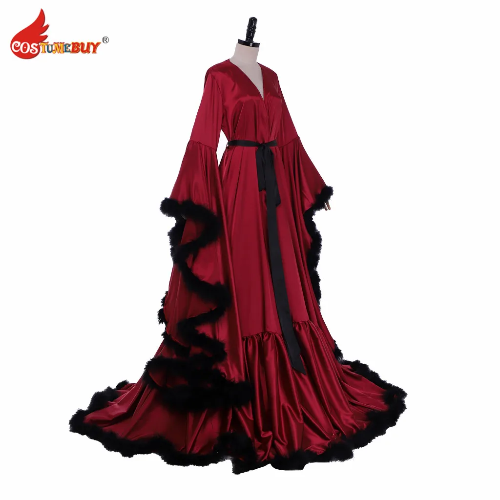 Costumebuy Wedding Bridal Boudoir Robe Feather Sheer Robe Tulle Illusion Long Birthday Feather Robe Women Sexy Lingerie Robe