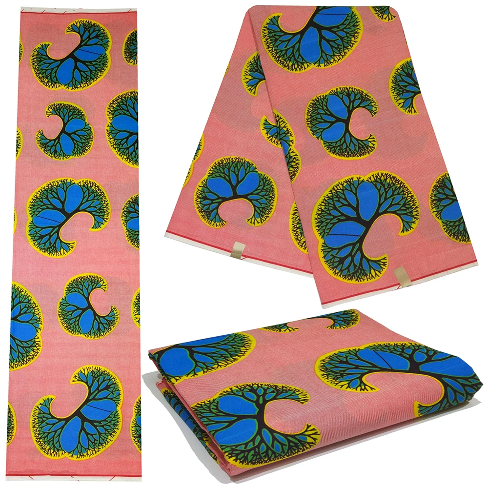 2019 Newest 100% Polyester Sweet Printed African Pagne Nigeria Pink Wax Fabric DIY Ankara Textiles 6Yards