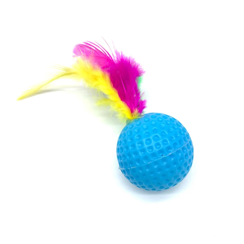 Pelota de Golf de plástico con plumas para gato, juguete interactivo para gatito, suministros para mascotas, 10 piezas