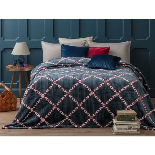 Madame Coco Lucien Welsoft Double Personality Printed Blanket-Navy Blue