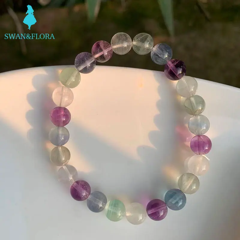 

8MM Natural Stone fluorite Bracelet Genuine Round Beads Crystal Woman Man Gemstone Jewelry Bracelets on hand