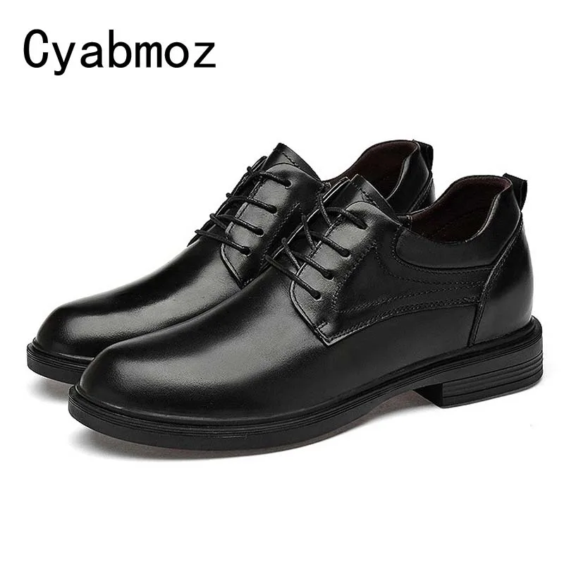 Men's Height Increasing Elevator Dress Shoes Genuine Leather Fashion Derby Shoes Hidden Increased Man Taller 6 cm Casual shoe