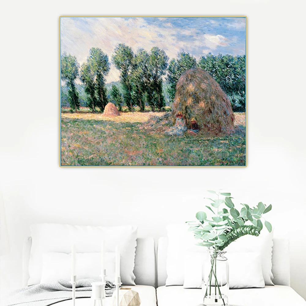 Citon Claude Monet《Haystacks》Canvas Oil Painting Artwork Poster Picture Wall Background Decor Home Interior Decoration