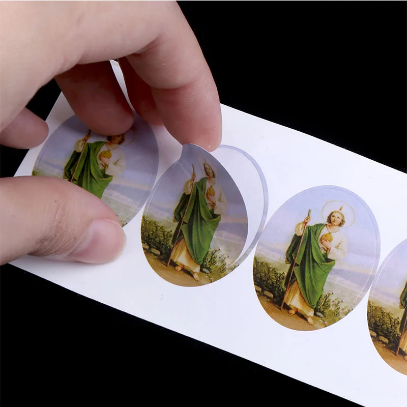 50pcs Oval Religious Catholic Saint Mary Sticker Accessories