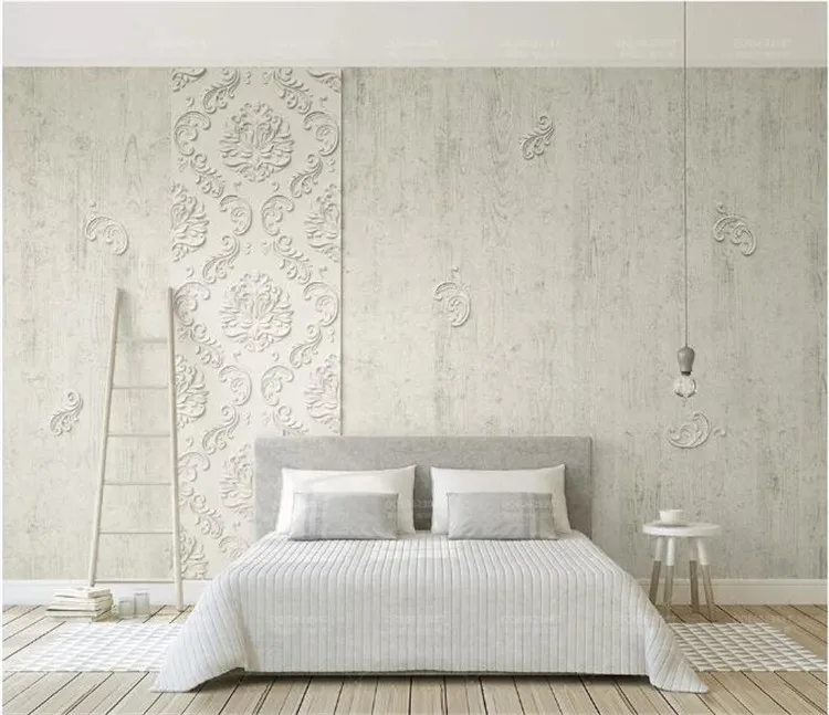 

Wood Texture Embossed Parget Damask Flower 3d Wallpaper Mural for Bedroom Photo 3D Flower Mural Wall paper Wall Stickers