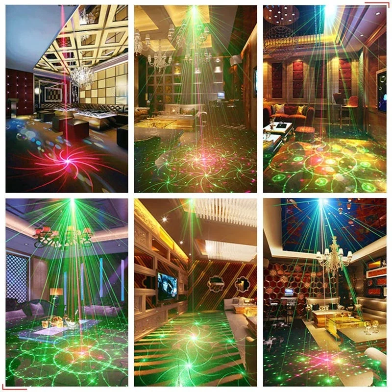 Portable Remote Control LED Stage Light DJ Disco Light Projector Laser Lights Sound Activated Flash For Christmas Party Wedding