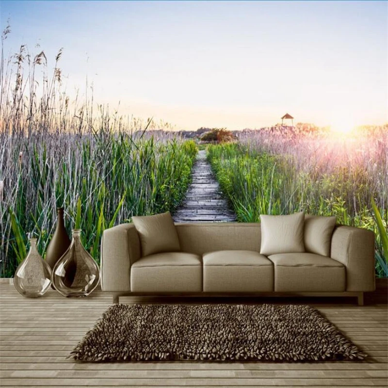 Papel de pared custom wallpaper 3d Large-scale beautiful romantic grass green flowers beautiful scenery TV background wall paper