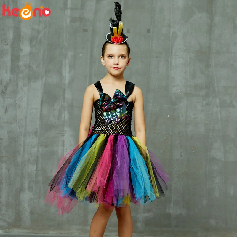 Sparkly Hatter Girl Alice in Wonderland Classic Fancy Tutu Dress Children Halloween Cosplay Birthday Party Dress Costume