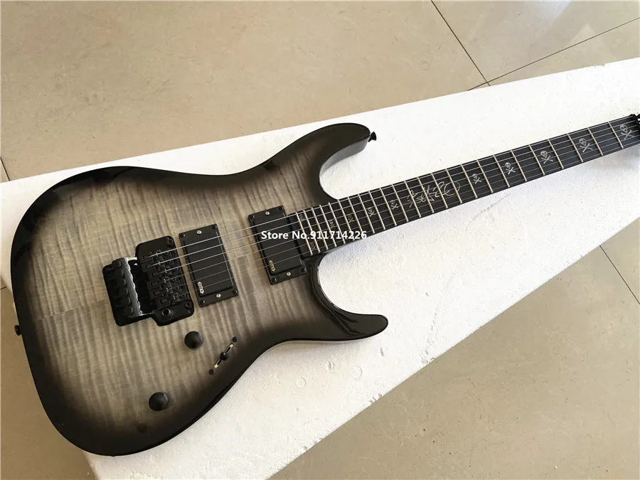 High-quality custom version signature transparent black gradient double electric guitar can be customized free shipping