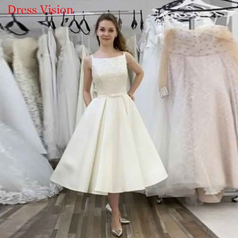 Nouveau Style Robes De Mariée Sexy Dos Nu Свадебное платье Robe De Soirée De Mariage Robes De Mariée Robe De Noiva Longueur De Thé