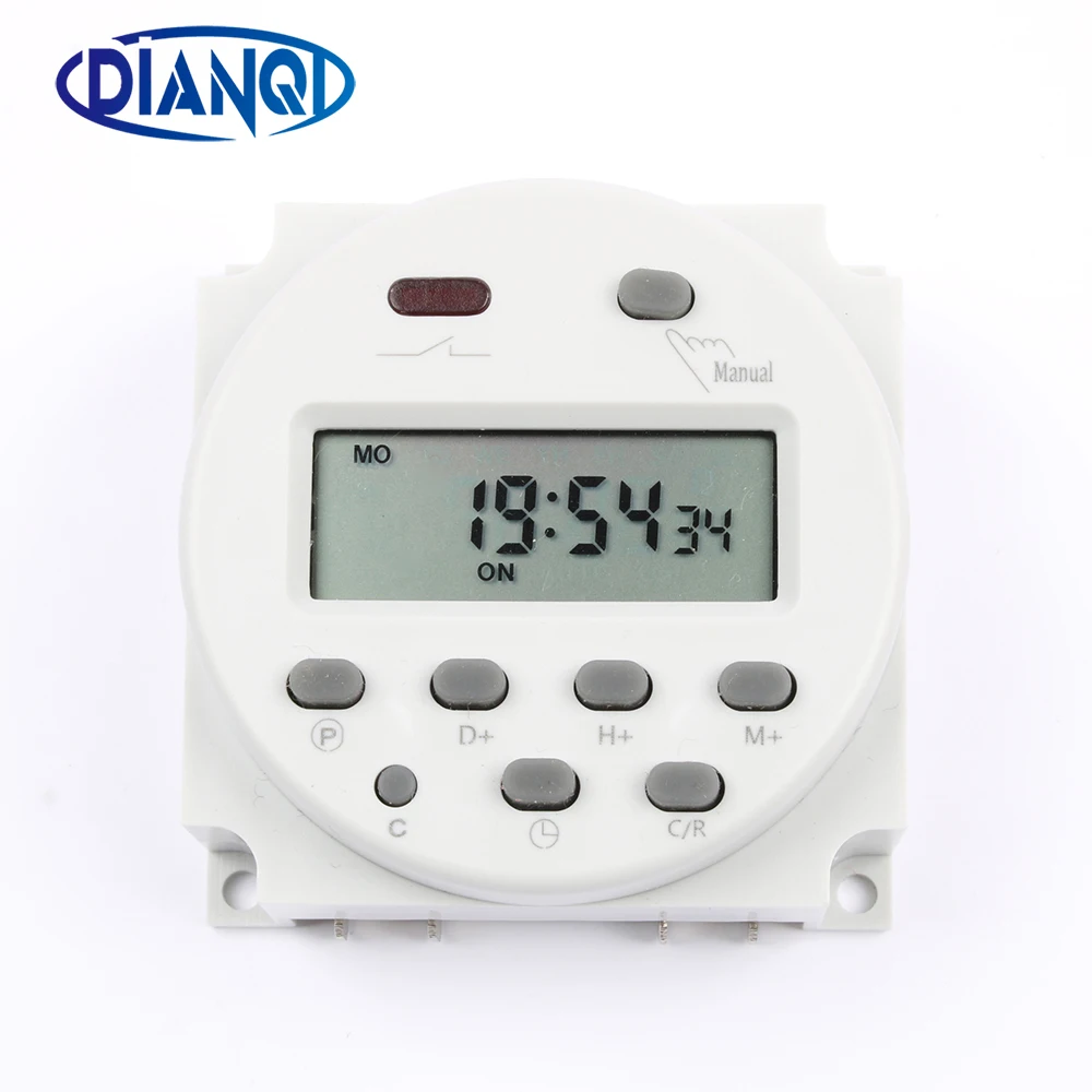 Imagem -02 - Interruptor Eletrônico Programável e Digital Temporizador de Energia Lcd Redondo Cn101a ac Relé de Tempo Semanal 8a para 16a Cn101 110v 220v sem Bloqueio