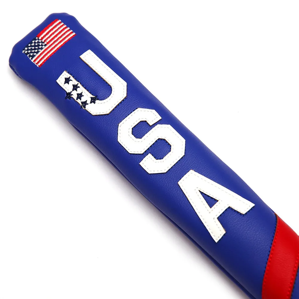 Blue PU Leather USA Star Strips Golf Alignment Stick Cover Case Holder