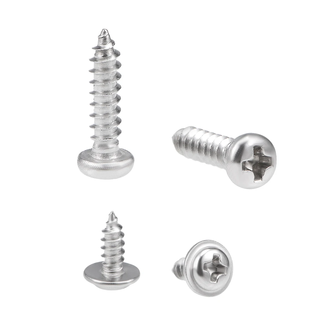 uxcell 50Pcs 3x12mm 3x8mm 2x10mm 2.3x12mm 2.6x8mm Self Tapping Screws Phillips Pan Head Screw Stainless Steel Fasteners Bolt