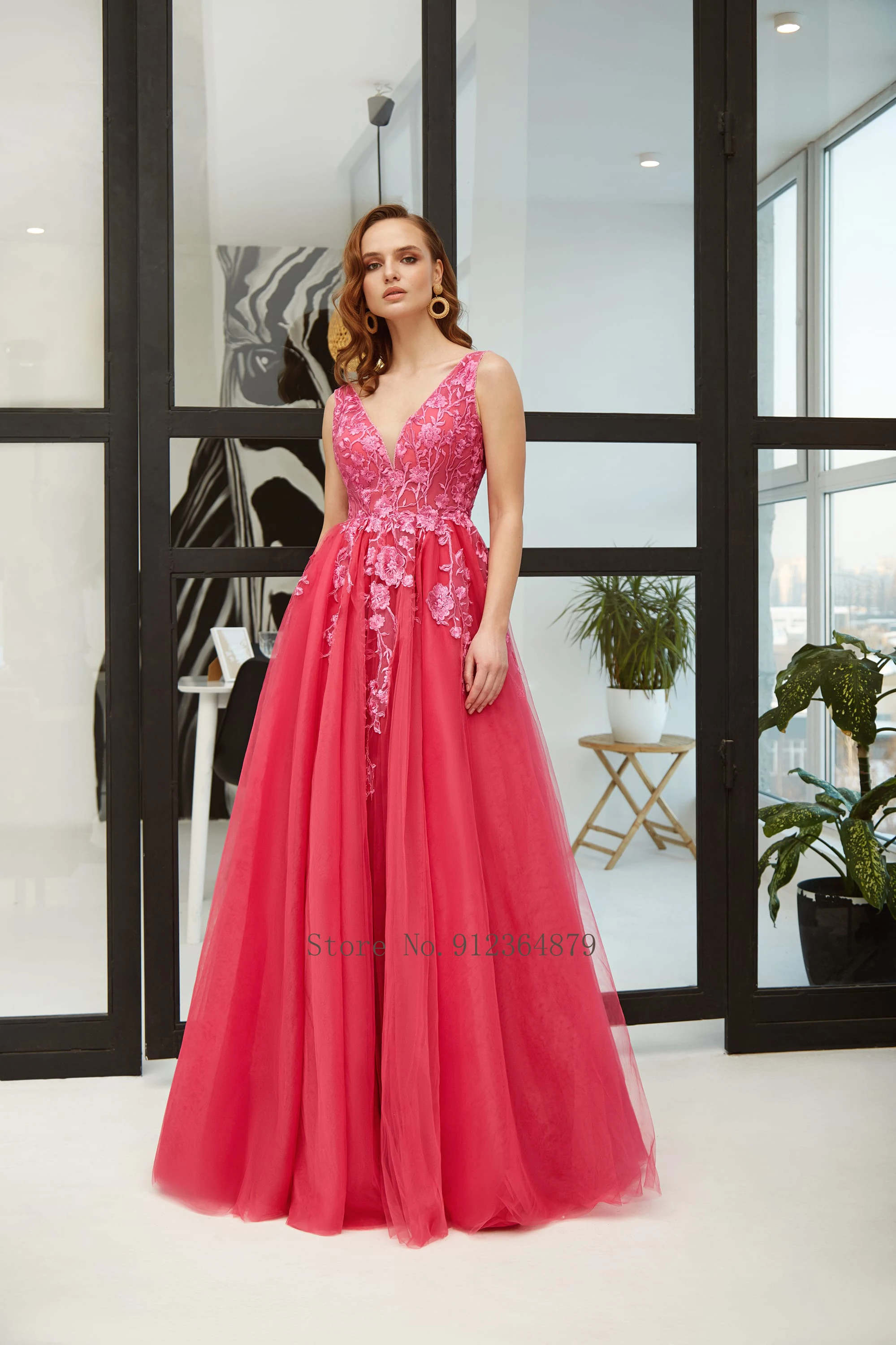 V-neck Butterfly Wings Sews Coral Prom Dress Sexy Evenign Gowns Bride Homecoming Party Vestidos De Graduacion