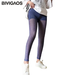 BIVIGAOS New Summer Ultra-Thin Ice Silk Gauze Leggings Women Chiffon Cropped Pants High Waist Stretch Sexy Leggings