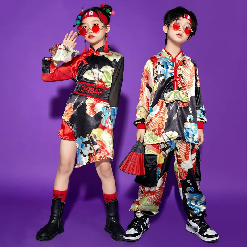 

Chinese Style Hip-Hop Clothes Kids Street Dancewear Fashion Clothes Dancer Outfit Festival Clothing Performance Costume JL3758