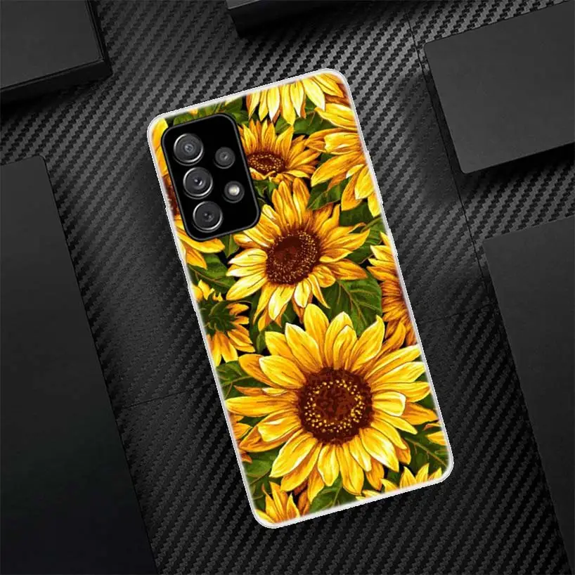 Beauty Yellow Sunflower Print Phone Case For Samsung Galaxy A55 A54 A52 A53 A15 A14 A12 A13 A25 A24 A22 A23 A35 A34 A32 A33 A04S