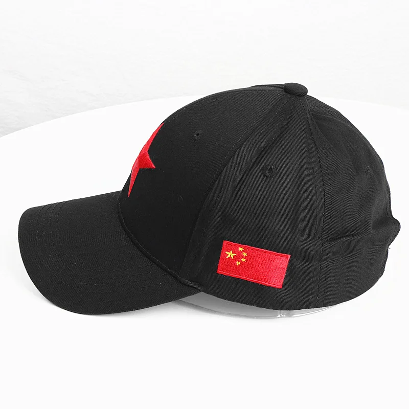 Summer Men\'s And Women\'s Baseball Cap High Quality Red Five Pointed Star National Flag Embroidery Baseball Cap Sun Shading Hats