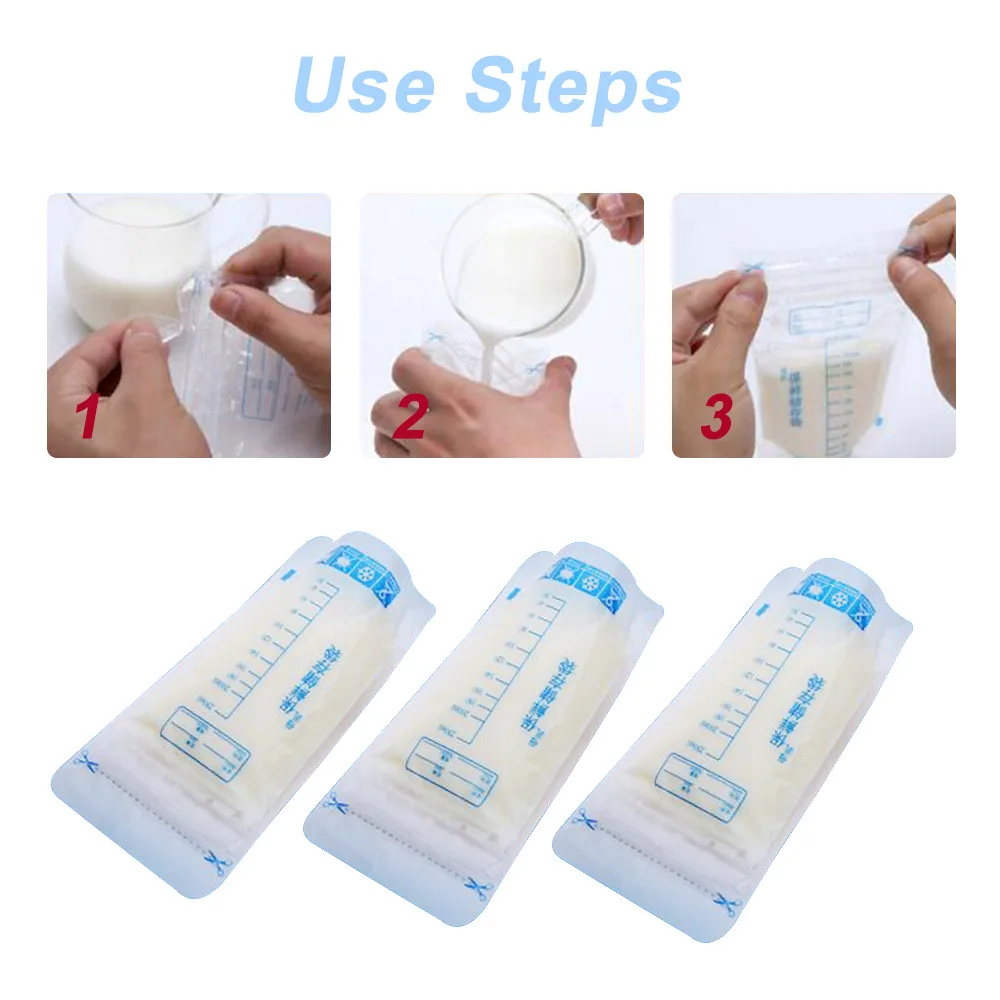 10-20pcs 250ml Milk Freezer Bags Mother Milk Baby Food Storage Breast Milk Storage Bag BPA Free Baby Safe Feeding Bags Feeding