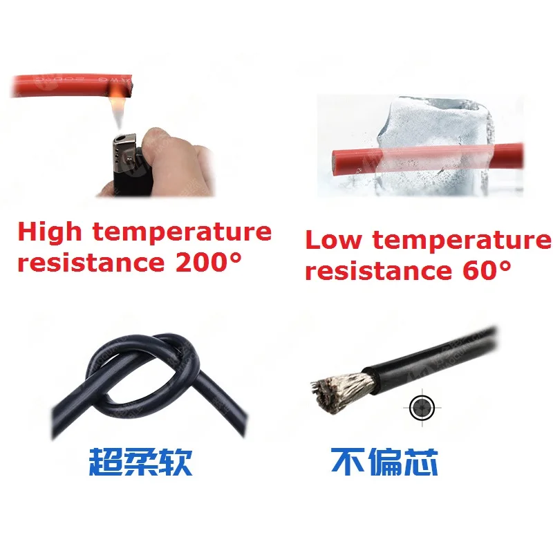 10meter/lot High Quality wire silicone 10 12 14 16 18 20 22 24 26 AWG 5m red and 5m black color for ESC motor battery