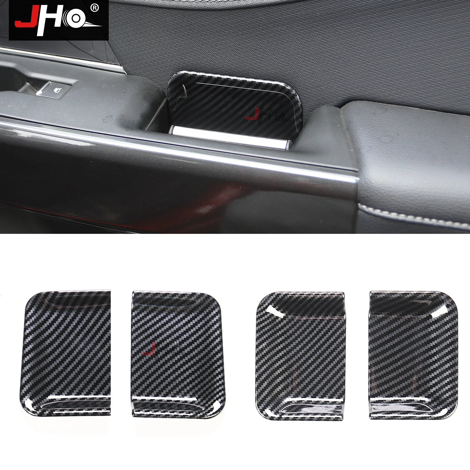 

JHO ABS Carbon Grain Front Rear Inner Door Bowl Panel Overlay Cover Trim for Gen3 Ford F150 2021 2022 2023 Raptor Accessories