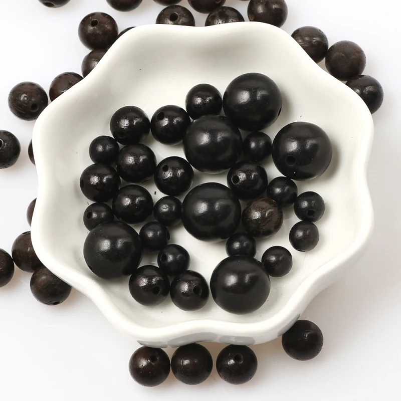 6/8/10/12mm Safe Crafts Natural Ebony Round Balls Beads For Jewelry Making DIY Handmade Bracelets Necklaces Earrings Accessories