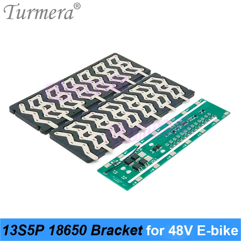 Turmera 48V Silver Fish Battery 13S5P 18650 Holder with 13S 15A Balancing BMS Welding Nickel for 52V Electric Bike Battery Use