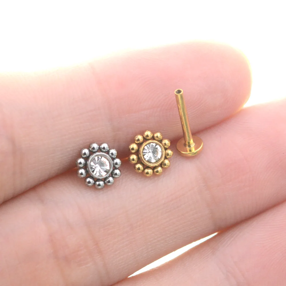 Starose 2Pcs 1.2x6/8/10mm Bar Cute Mini Ball Helix Piercing Tragus Earrings Conch Piercing Nose Ear Stud Labret Lip Ring Jewelry