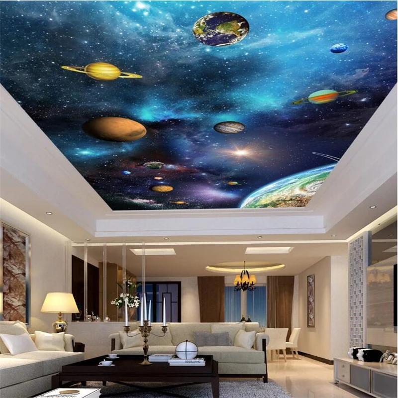 

wellyu Custom large wallpaper 3d beautiful gorgeous starry planet living room bedroom обои ceiling rooftop mural 3d wallpaper