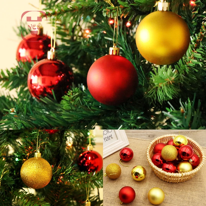 3/12 Pcs/Set 10cm Christmas Tree Decoration Ball Hanging Bauble Xmas Color Ball Shiny Bauble Ball Home Party Ornament Decor