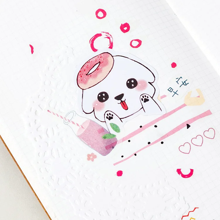 45 Pcs/Set Cute Cartoon Puppy Paper Sticker Mobile Decorative Stickers Scrapbooking DIY Craft Stickers