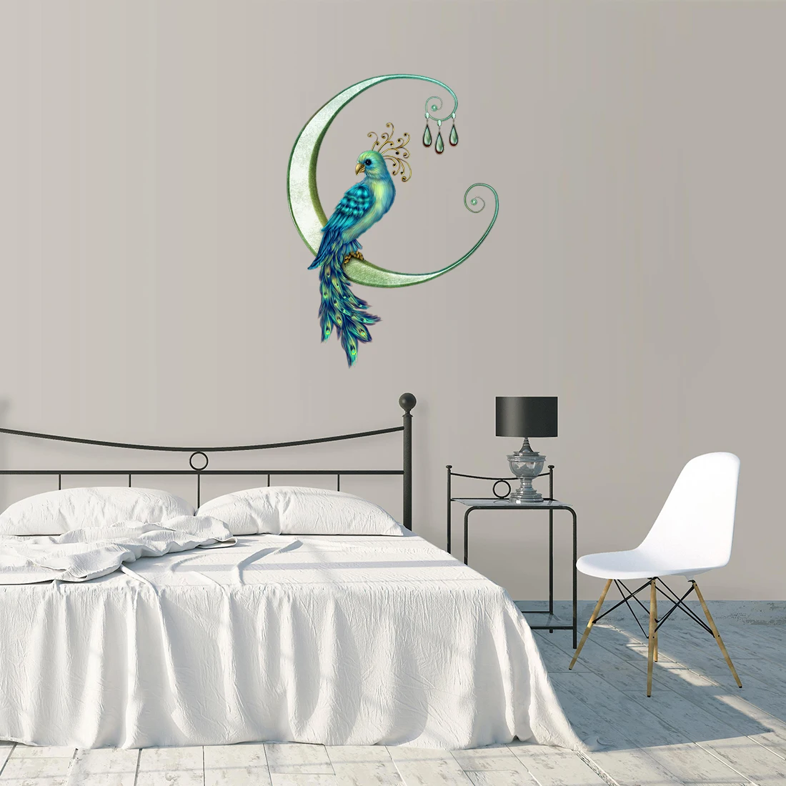 Three Ratels QCF146 Colorful hand painted peacock room art wall decal toilet Decal