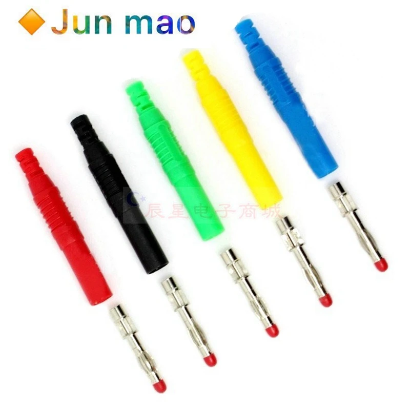 2 sztuk 4mm mężczyzna wtyczka bananowa prosto izolowane drutu bezpieczeństwa lutowane DIY złącza Instrument test wtyczki wysoki prąd wskaźnik napięcia — zdjęcie 4
