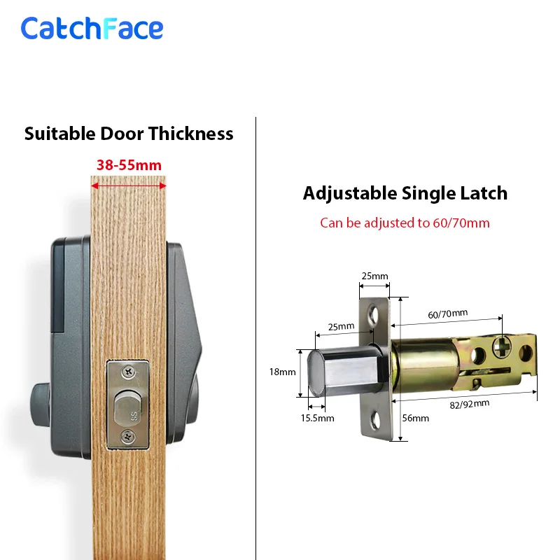 Tuya APP Electronic Door Lock WIFI Keyless Entry Door Lock With Digital App IC Card Mechanical Key  Home Mortise Lock