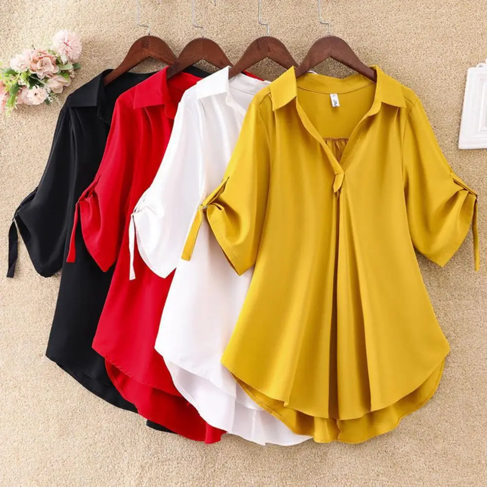 Chic Plus Size Tops For Women Summer Tunic 2023 Fashion Solid Casual Blouse Women White Ladies Top Loose Shirts camisa mujer