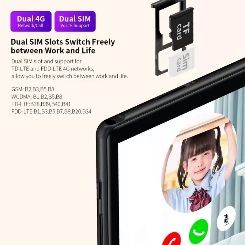 Tablet Dock multi-bahasa Android 10.0 4G LTE, panggilan telepon 5G WIFI 128GB penyimpanan 1920*1200 IPS 10 inci Google Play + + hadiah