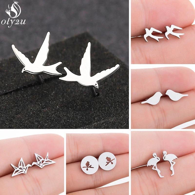 Lovely Small Animal Birds Stud Earrings for Women Wedding Jewelry Fashion Peace Dove Earings Swallow Ear Studs Pendientes Gift