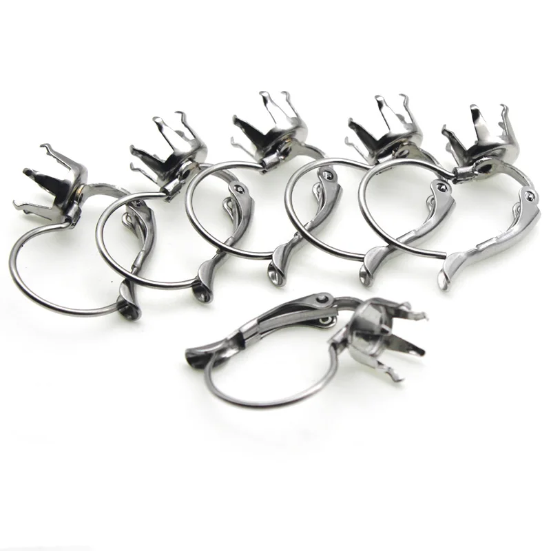 Stainless Steel DIY French Earring Hooks Earring Claw 4 5 6 8 10mm Cup Settings Base Earwires Hoops Earrings for Jewelry Making