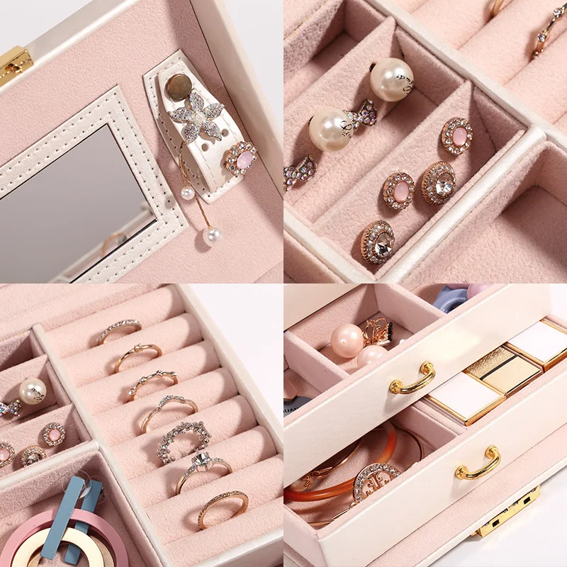 Desktop jewelry organizer Storage Box Fresh Simple Natural Texture Portable Earrings Ring Watch Jewelry Jewelry Box