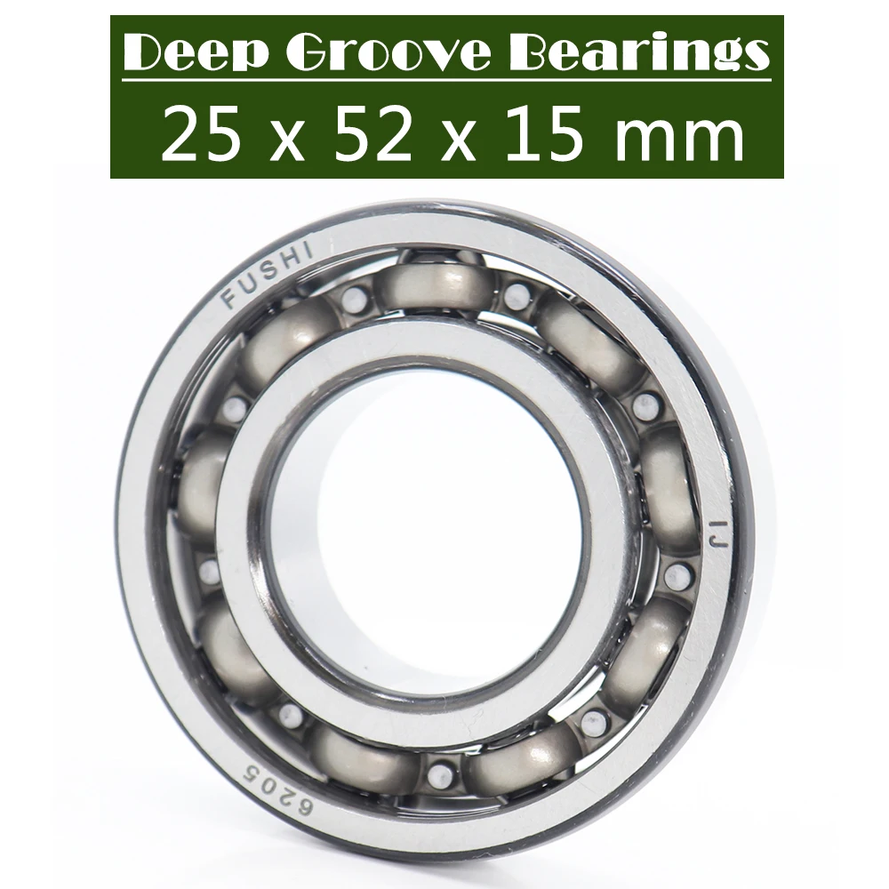 6205 Bearing 25*52*15 mm ABEC-5 P5 ( 1 PC ) For Motorcycles Engine Crankshaft 6205 OPEN Ball Bearings Chamfer Black