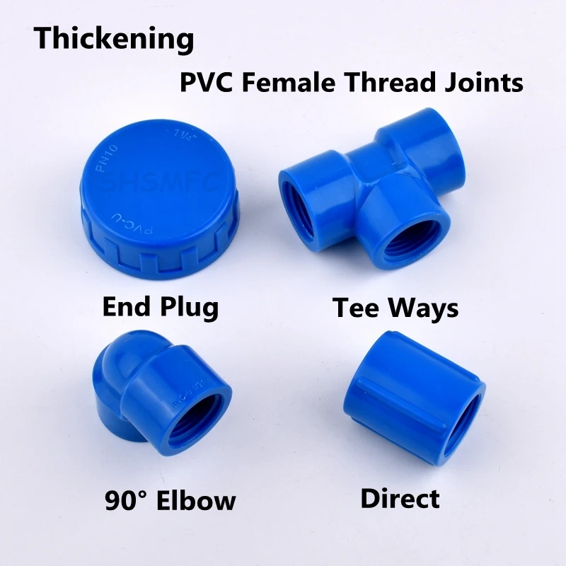 

1Pc Blue Thickening PVC Female Tee 90° Elbow Cap direct Aquarium Fish Tank Drain Garden Irrigation Pipe Connector Adapters