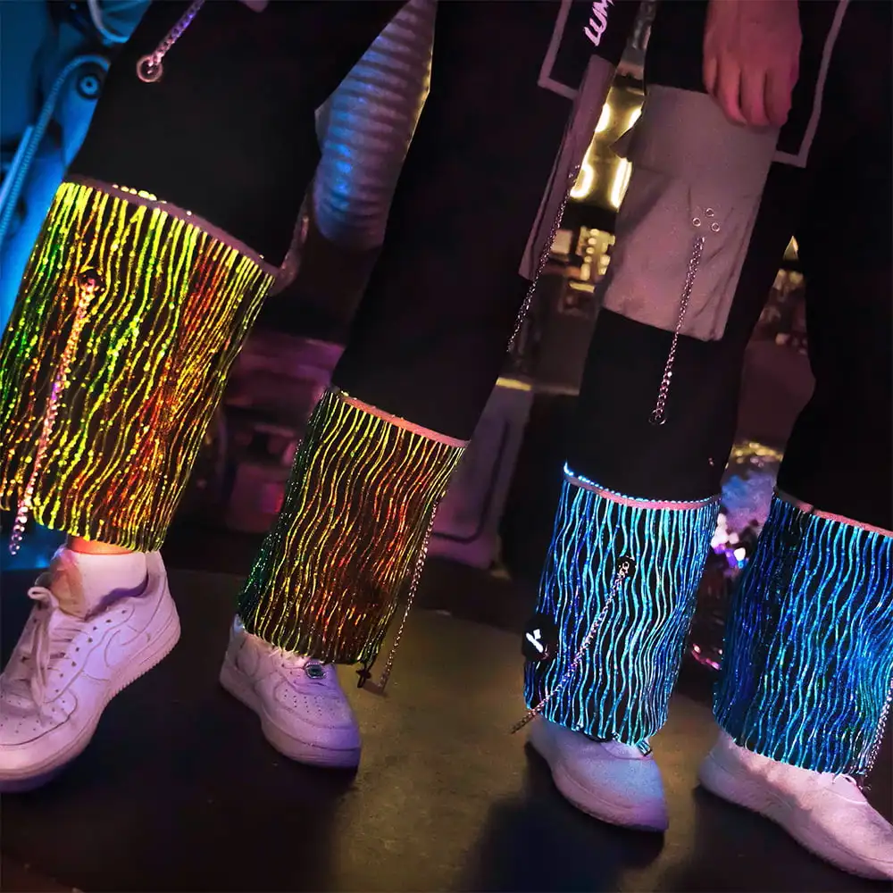 Lumisonata Light Up Chain Cargo Pants Luminous Fiber Optic Dance Cool Outdoor Street Men Women Sports Trousers Hiking Trekking