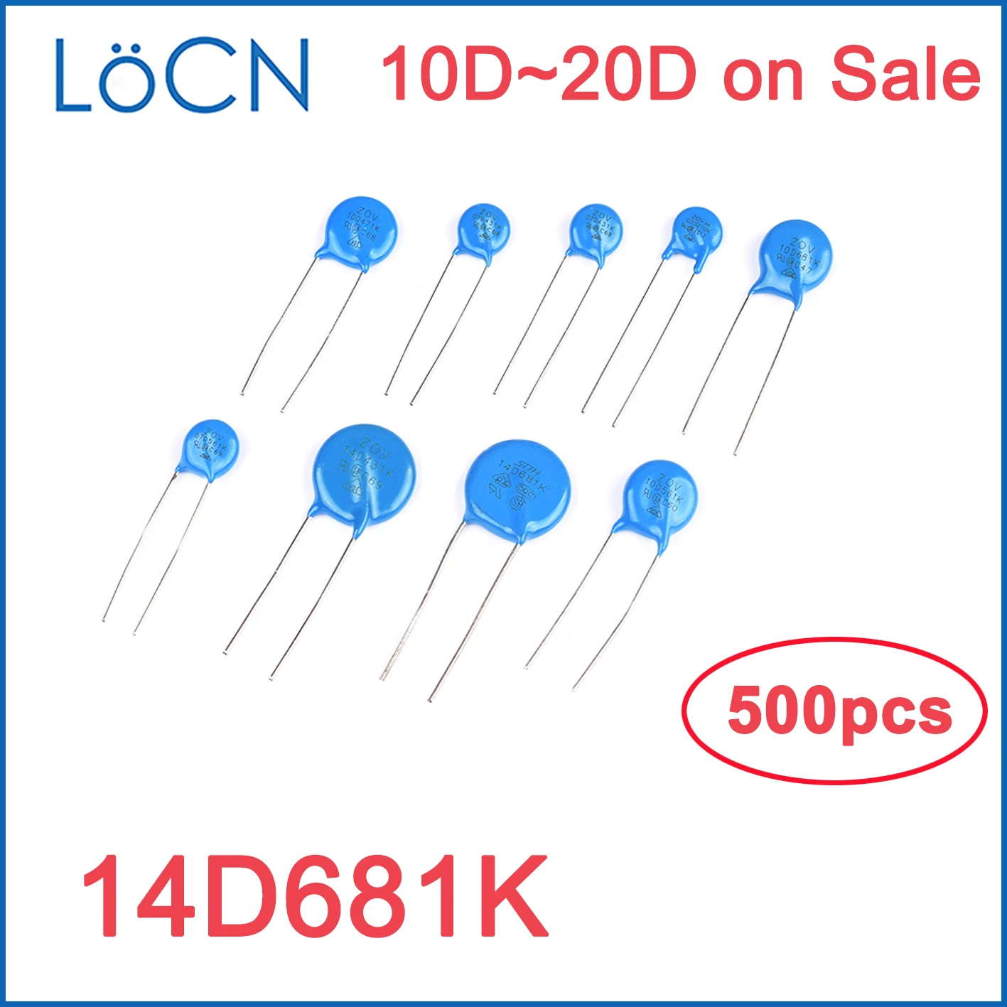 

500PCS Varistor 14mm 10D 14D 20D 14D681K 680V 681 VDR Mass Lot LoCNService High Quality