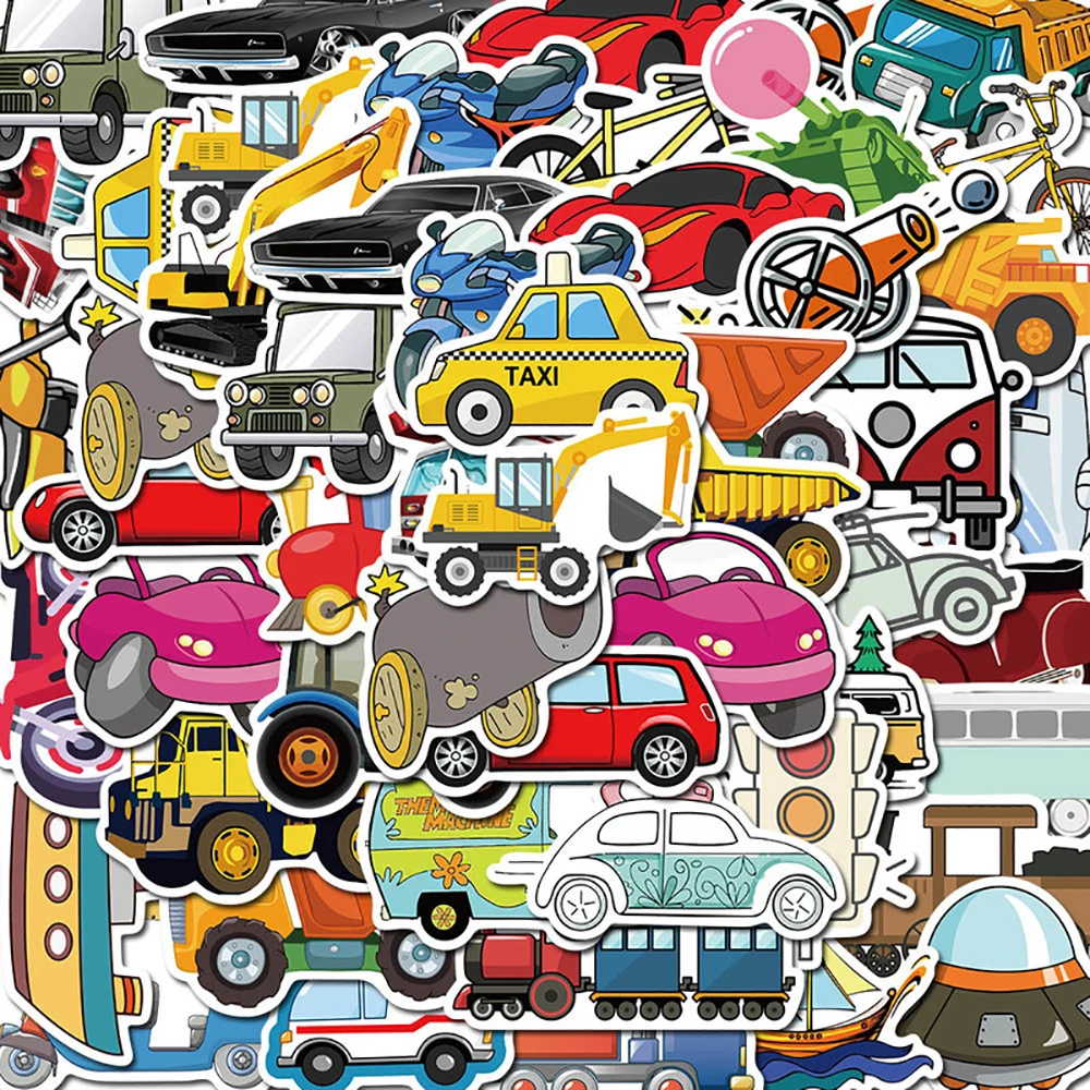 

10/30/40PCS Mixed Cartoon Transportation Graffiti Stickers DIY Car Motorcycle Luggage Laptop Waterproof Classic Toy Kid Sticker