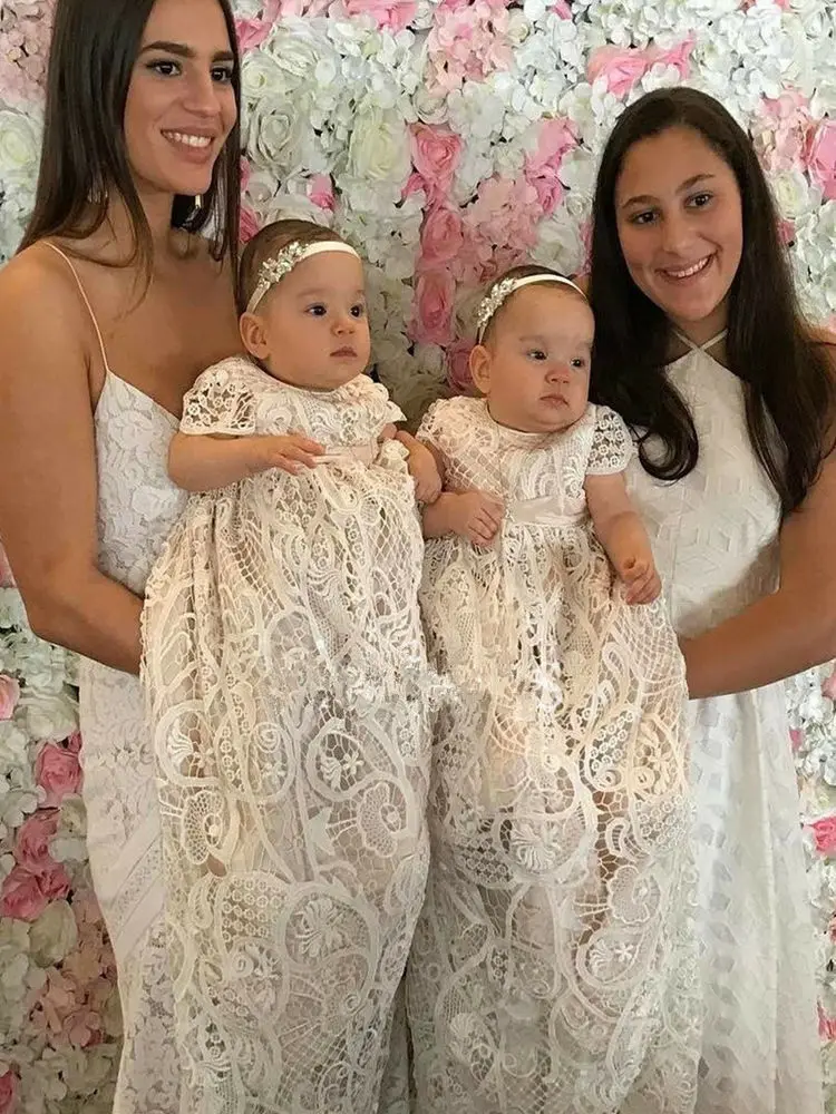 2019 Newborn Baptism Dress For Baby Girl White First Birthday Party Wear Cute Sleeveless Toddler Girl Christening Gown Clothes
