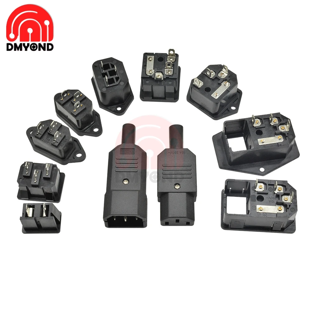 1PCS AC-013A Male Female AC-02A Snap-on AC Power Socket 2 Holes 15A 125V Core  AC-01 AC-04 AC-01A 10A 250V Iron Core Interface - Image 2